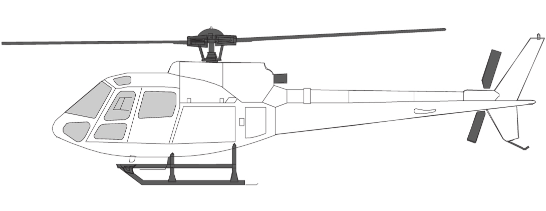 Eurocopter AS350 B3 helikopter sett fra siden — sterk arbeidshest for lasteflyging og tunge løft